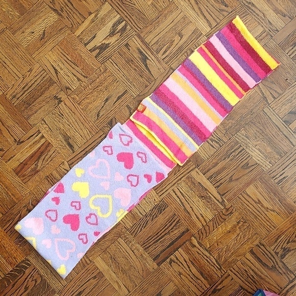 Little Miss Mismatched Half and Half Stripe and Hearts Super Soft Scarf - Picture 1 of 7